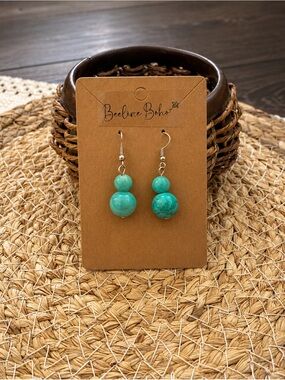 Turquoise Style Beaded Drop Earrings Boho Western Jewelry